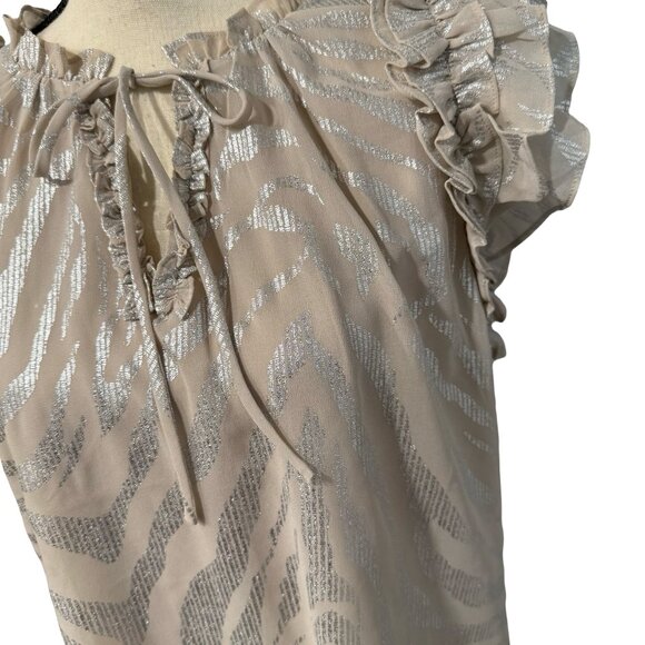 White House Black Market Black & Silver Metallic V-Neck Sweater Size XS - Picture 2 of 4